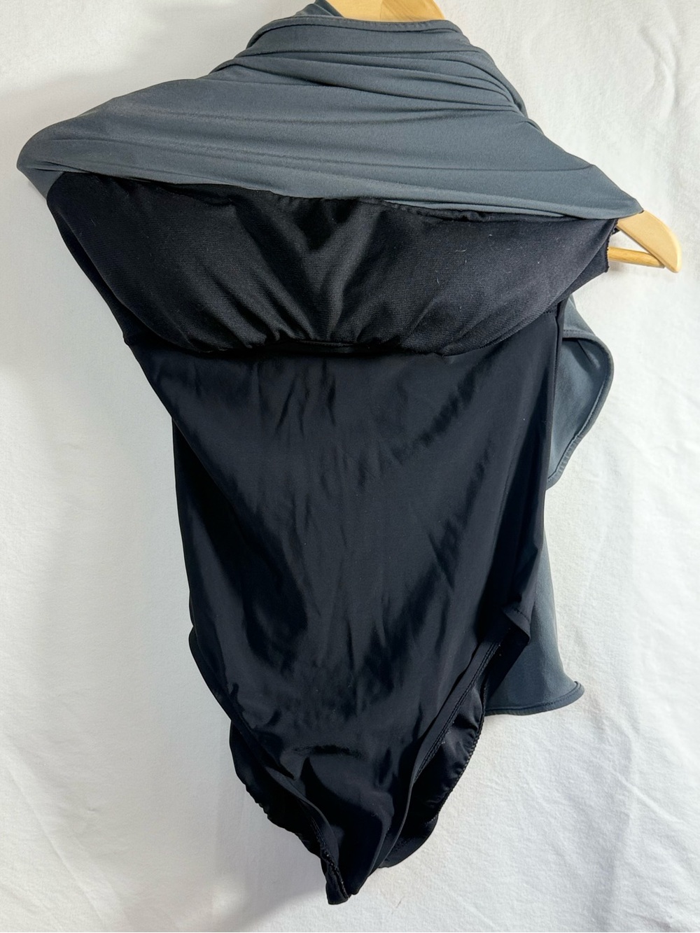 Aqua Green Black Double-Spaghetti Strap One-Piece Swimsuit - Picture 3 of 6